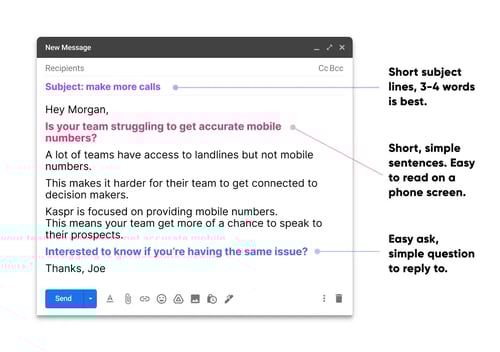 Graphic of email teardown that is short and to the point